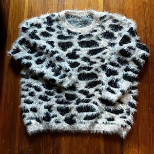 RAGA Black and White Fuzzy Leopard Sweater